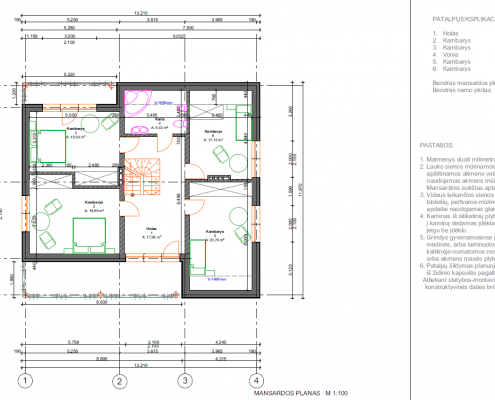 Sava Architektūra namų projektai - 4 planai mansarda